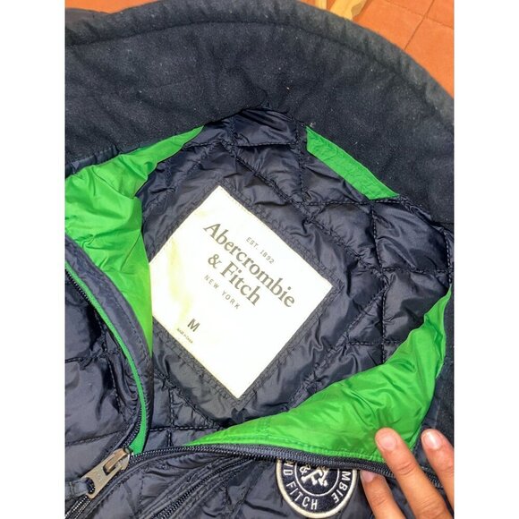 Abercrombie & Fitch Navy Quilted Jacket M Lightweight Full-Zip Puffer With Pocke - Picture 5 of 9